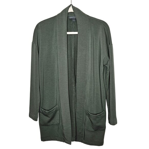 Free Fly Womens Open Front Cardigan Pockets Lightweight Bamboo Blend L Green - Picture 1 of 8
